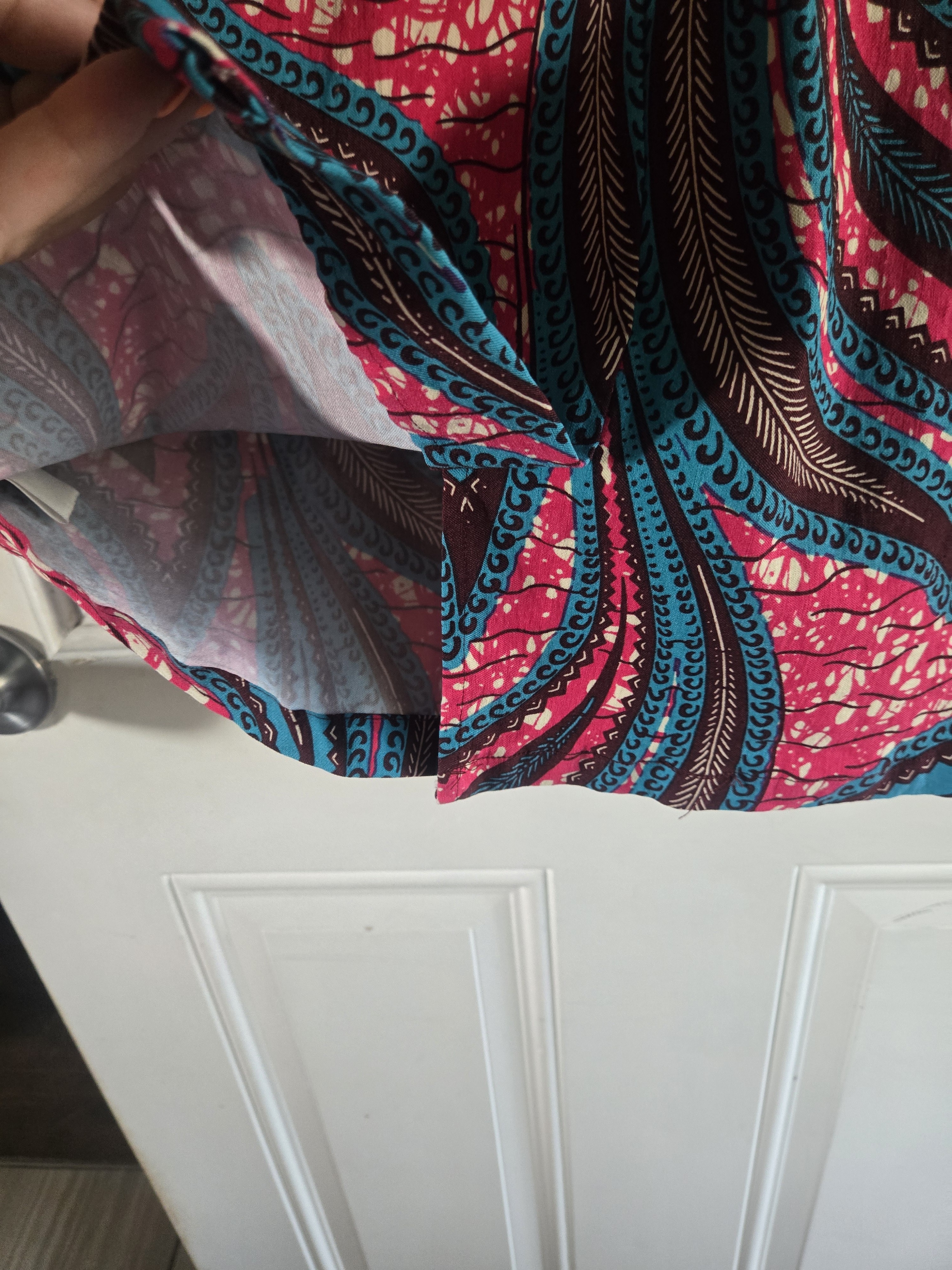 D'iyanu Vibrant Pink & Teal Patterned Pencil Skirt — image 7 of 7